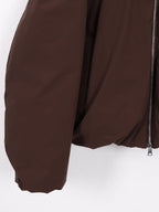 audreyyang Warm 90% White Duck Down Zip Loose Fit Detachable Hood Burgundy Brown Hoodie