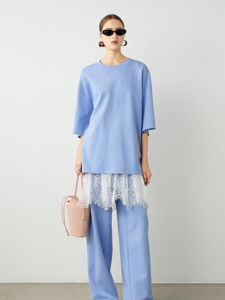 audreyyang Breathable Cotton Blend Minimalist Commuter Loose Fit Women Wide Leg Pants