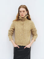 someonesometimes Soft Acrylic Long Sleeve Button Front Slim Fit Womens Mustard Yellow Cardigans