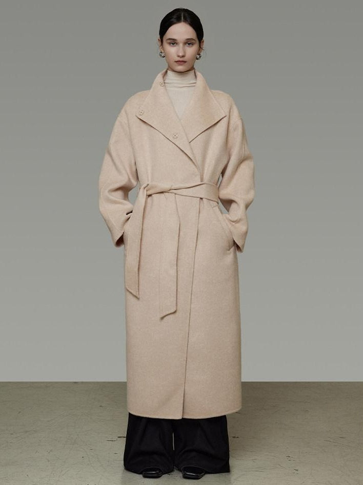 unspoken 100 Percent Wool Longline Thick Structured Relaxed Minimalist Blush Wool Coats