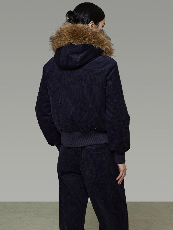 unspoken Thick Cotton Hooded Oversized Minimal Commuter Navy Zippered Puffer Jackets