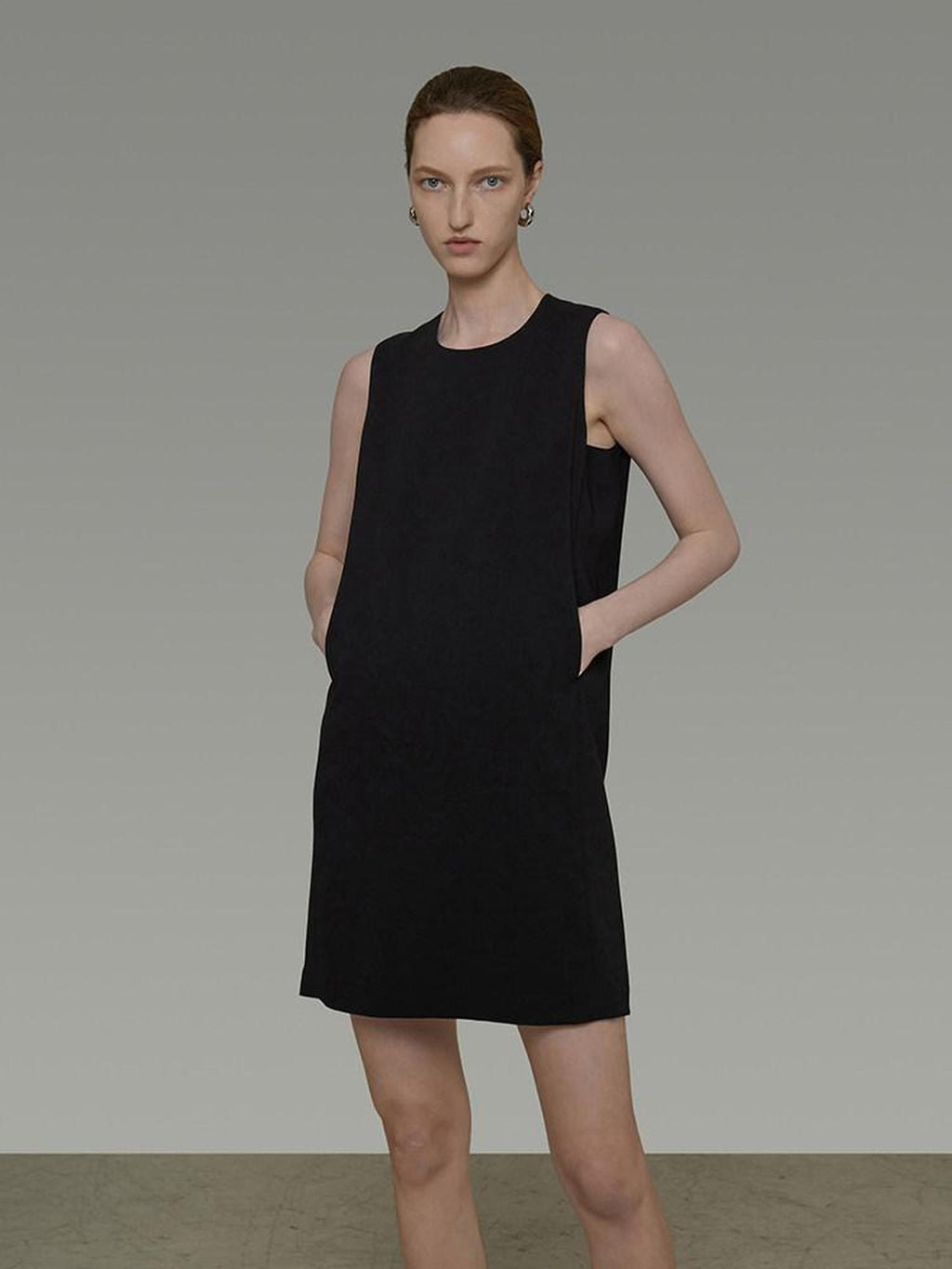 unspoken Minimal Sleeveless Natural Waist Structured Vest For Office Acetate Midi Dresses