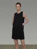 unspoken Minimal Sleeveless Natural Waist Structured Vest For Office Acetate Midi Dresses