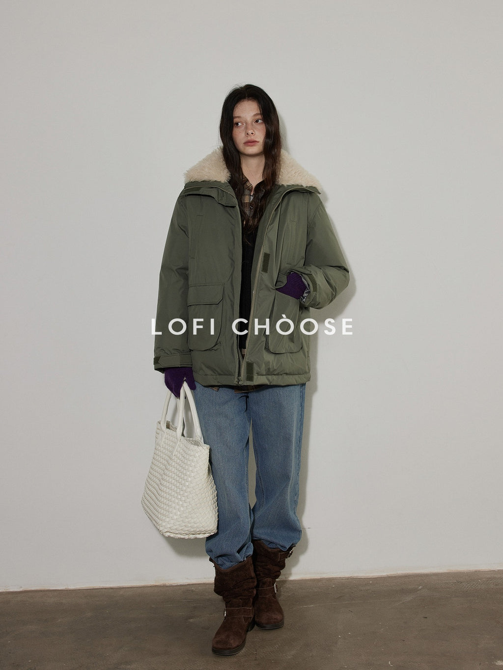 Lofi choose 90 Percent White Duck Down Insulated Commuter Relaxed Fit Olive Zip Down Jackets