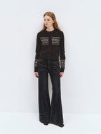 someonesometimes Cozy Wool Alpaca Blend Casual Geometric Button Round Neck Women Cardigans
