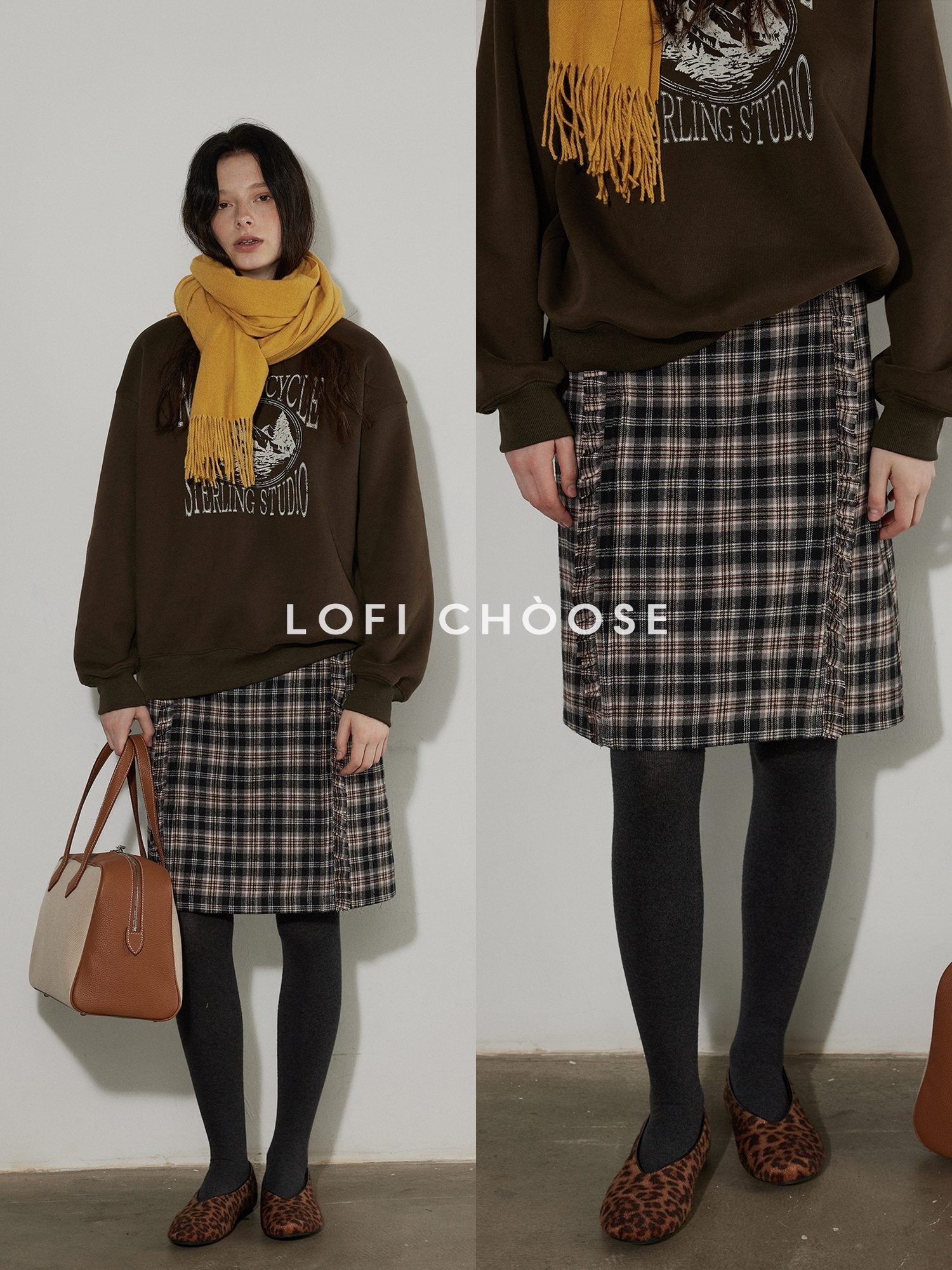 Lofi choose High Waist Cotton Colorblock Straight Loose Fit Workwear For Women Mini Skirts