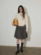 Lofi choose High Waist Ruffle A Line Pleated Cotton Commuter Skirt For Women Midi Skirts