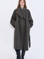 fano Cotton Lyocell Mid Length Single Breasted Straight Women Brown Trench Coats