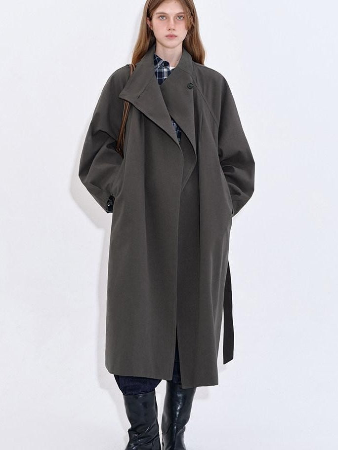 fano Cotton Lyocell Mid Length Single Breasted Straight Women Brown Trench Coats