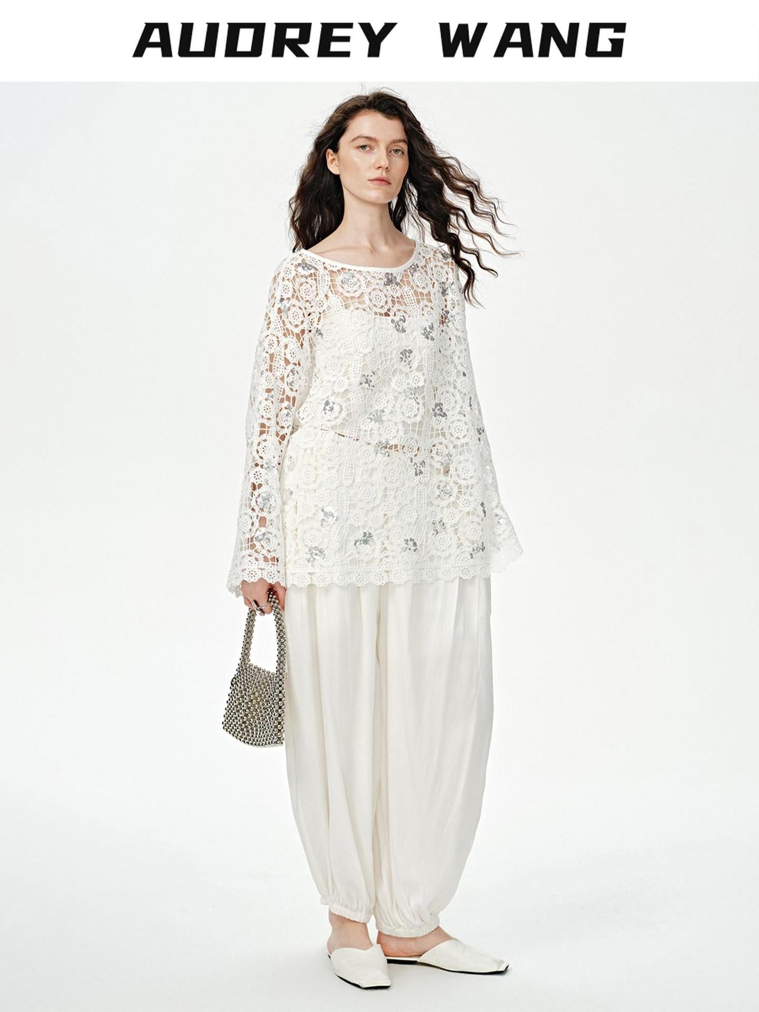 audreyyang Soft Cupro Blend Casual Tapered Jogger Natural Waist Women Sweatpants