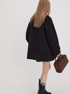 fano Minimalist Commuter Straight Fit Double Breasted Lapel Pocket Women Short Coat