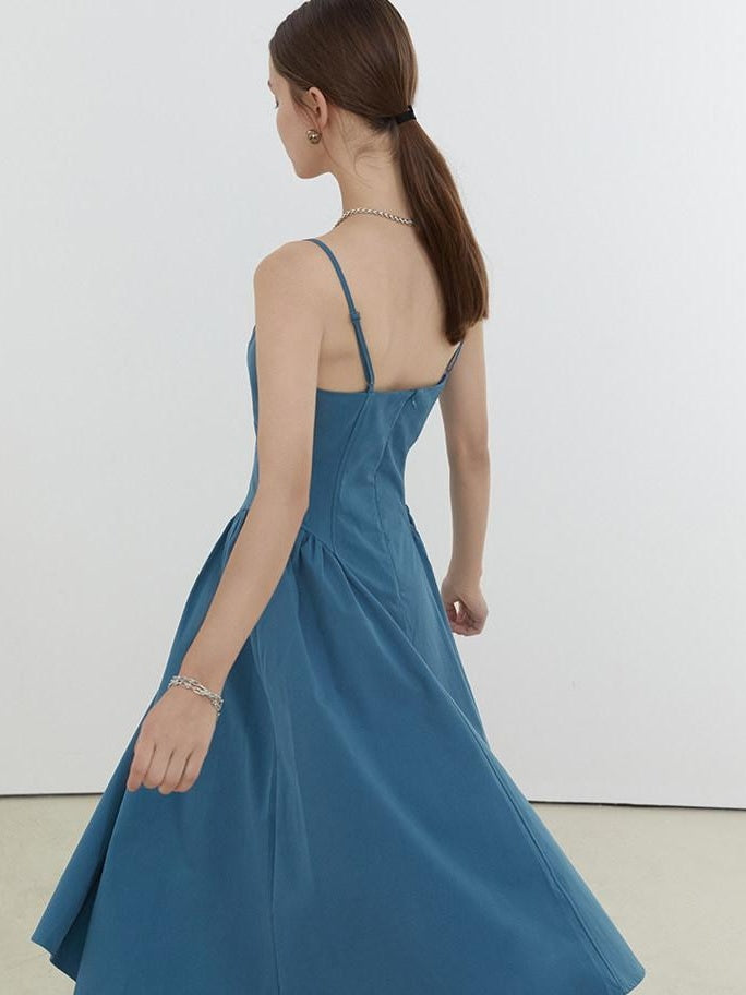 fano 100 Percent Cotton Minimalist Commuter Loose Waist V-neck Camisole Maxi Dresses
