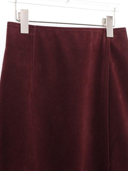 audreyyang Silky Polyester Blend Back Slit Slim Pencil Mid Rise Women Black Midi Skirts