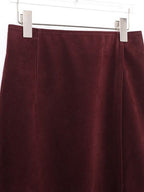 audreyyang Silky Polyester Blend Back Slit Slim Pencil Mid Rise Women Black Midi Skirts