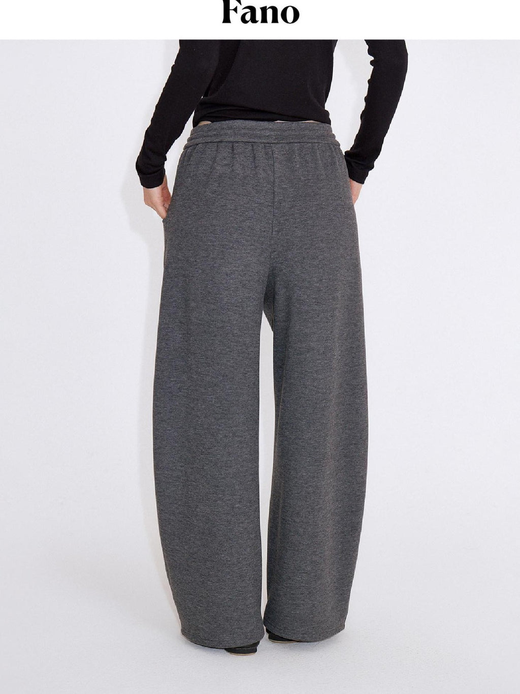 fano Soft Stretch Knit Natural Waist Straight Leg Casual Women Dark Gray Sweatpants