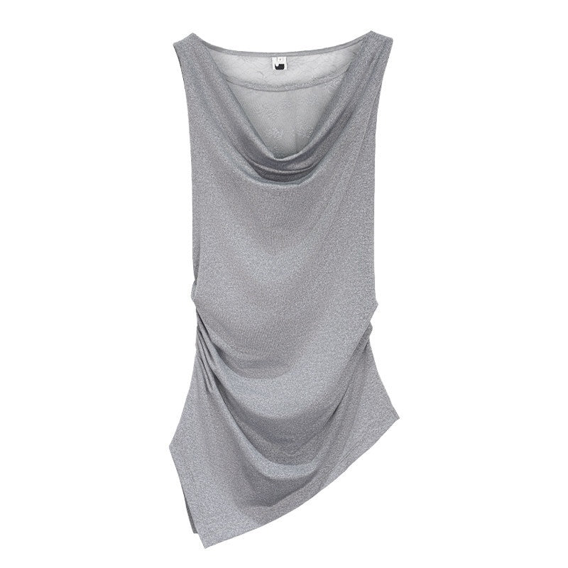 someonesometimes_Slim_Stretch_Office_Patchwork_Two_Piece_Women_Heather_Gray_Top_&_Skirt_Sets_MISSTT