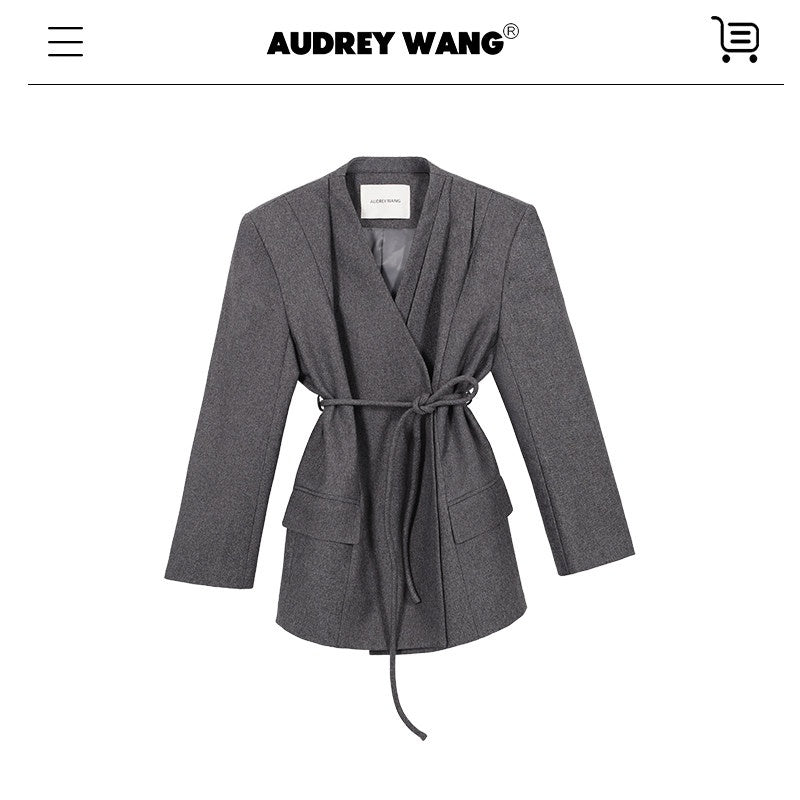 audreyyang_Pleated_Structured_Loose_Fit_Double_Breasted_Mid_Length_Women_Office_Blazers_MISSTT
