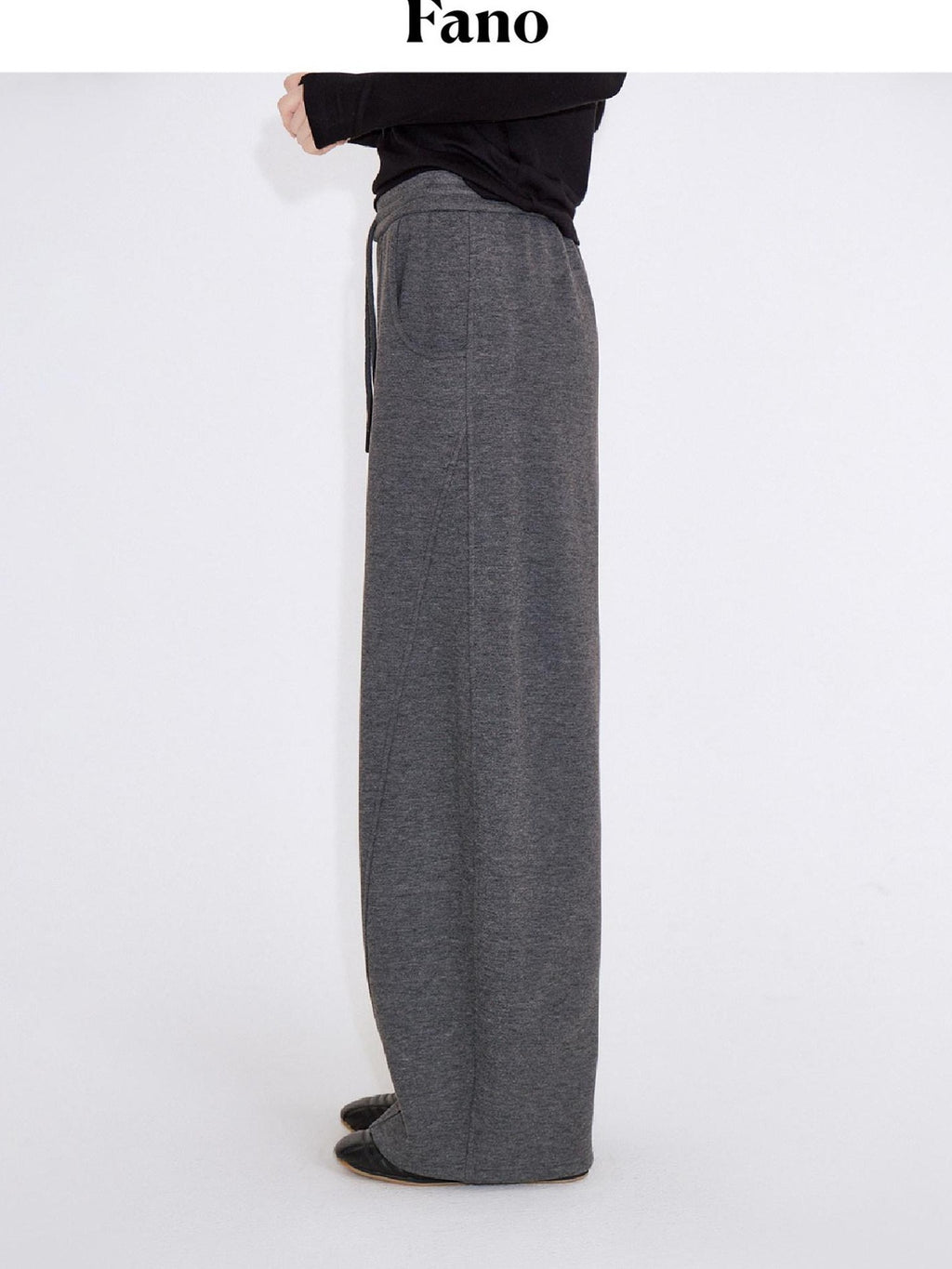 fano Soft Stretch Knit Natural Waist Straight Leg Casual Women Dark Gray Sweatpants