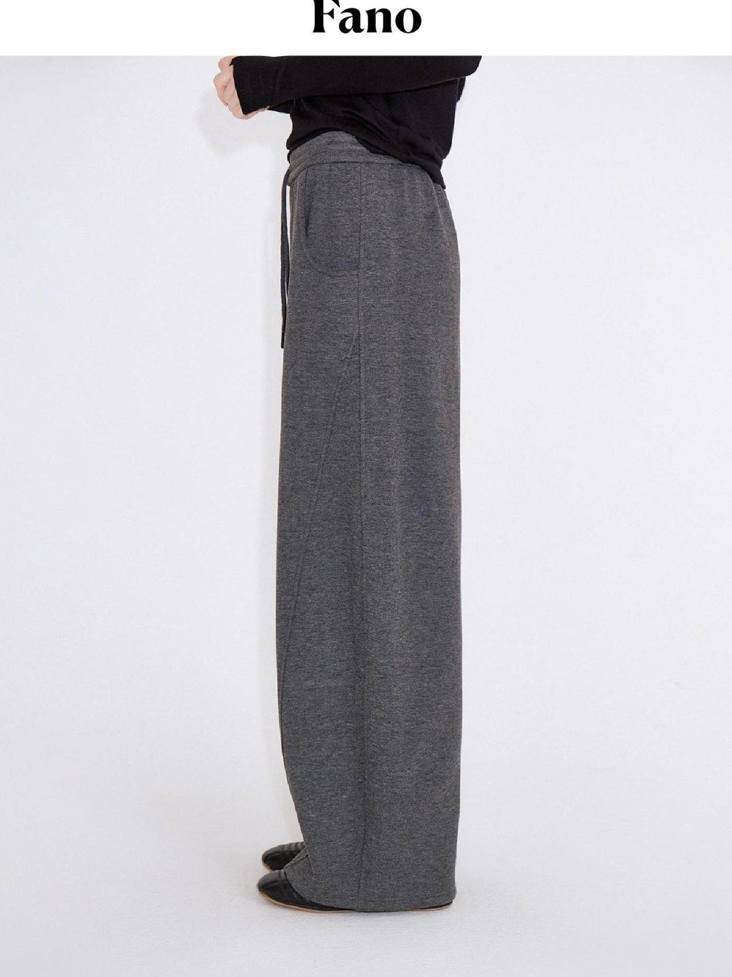 fano Soft Stretch Knit Natural Waist Straight Leg Casual Women Dark Gray Sweatpants