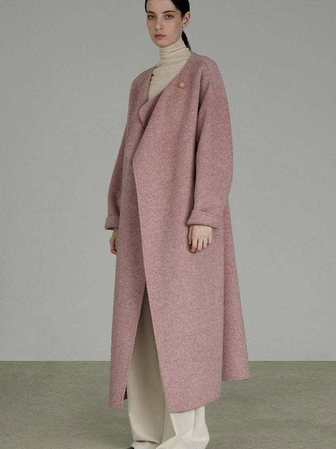 unspoken Pure 100 Wool Pockets Longline Straight Minimalist Commuter Women Wool Coats