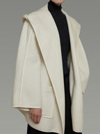 unspoken 100 Percent Sheep Wool Commuter Relaxed Notched Lapel White Wool Coats