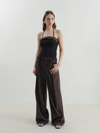 someone sometimes Ruffle Trim Backless Slim Fit Versatile Viscose Nylon Tank Camisoles