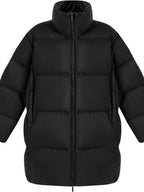 fano 90% White Duck Minimal Straight Stand Collar Black Nylon Zipper Down Jackets