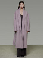 unspoken Cozy Thick Lambswool Midlength Loose Fit Minimalist Commuter Lavender Wool Coats