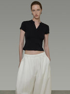 unspoken Moisture Wicking Slim V-neck Cropped Womens Viscose Blend Short Sleeve T-Shirts