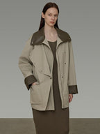 unspoken Pure Cotton Loose Mid Length Single Breasted Women Commuter Khaki Trench Coats