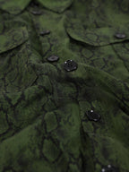 audreyyang Shape Retain Loose Snake Print Dark Green Recycled Viscose Women Wide Leg Pants
