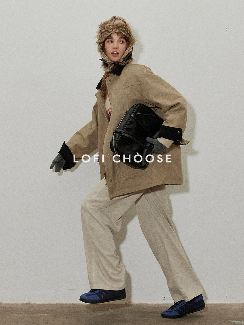 Lofi choose 100 Percent Cotton Khaki Loose Fit Lapel Button Pocket Workwear Long Coats