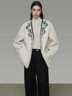 unspoken 3D Tailored Clean Minimalist Loose Fit Women Office White Polyester Short Coat