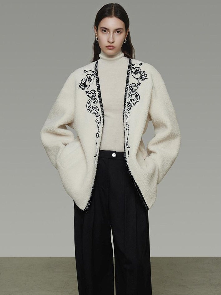 unspoken 3D Tailored Clean Minimalist Loose Fit Women Office White Polyester Short Coat