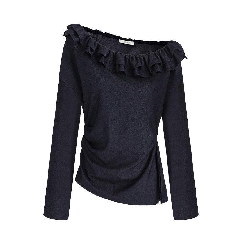 unspoken_Warm_Slanted_Collar_Loose_Fit_Long_Sleeve_Office_Dark_Blue_Polyester_Blouses_MISSTT