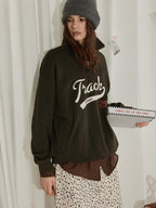 Lofi choose 100 Percent Cotton Loose Fit Henley Neck Workwear Long Sleeve Sweatshirt