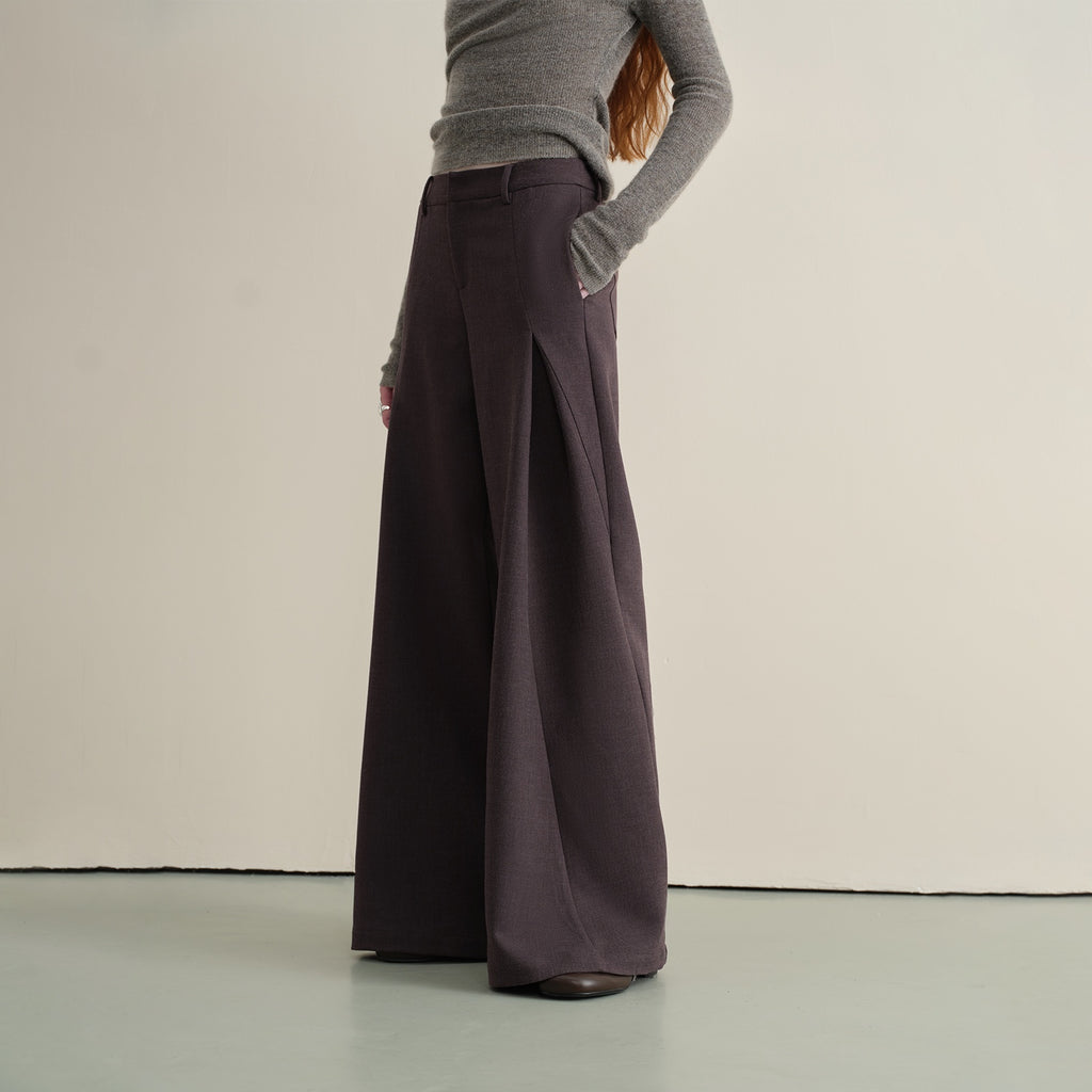 someonesometimes Wrinkle Resistant Minimal Workwear Natural Waist Women Purple Straight Pants