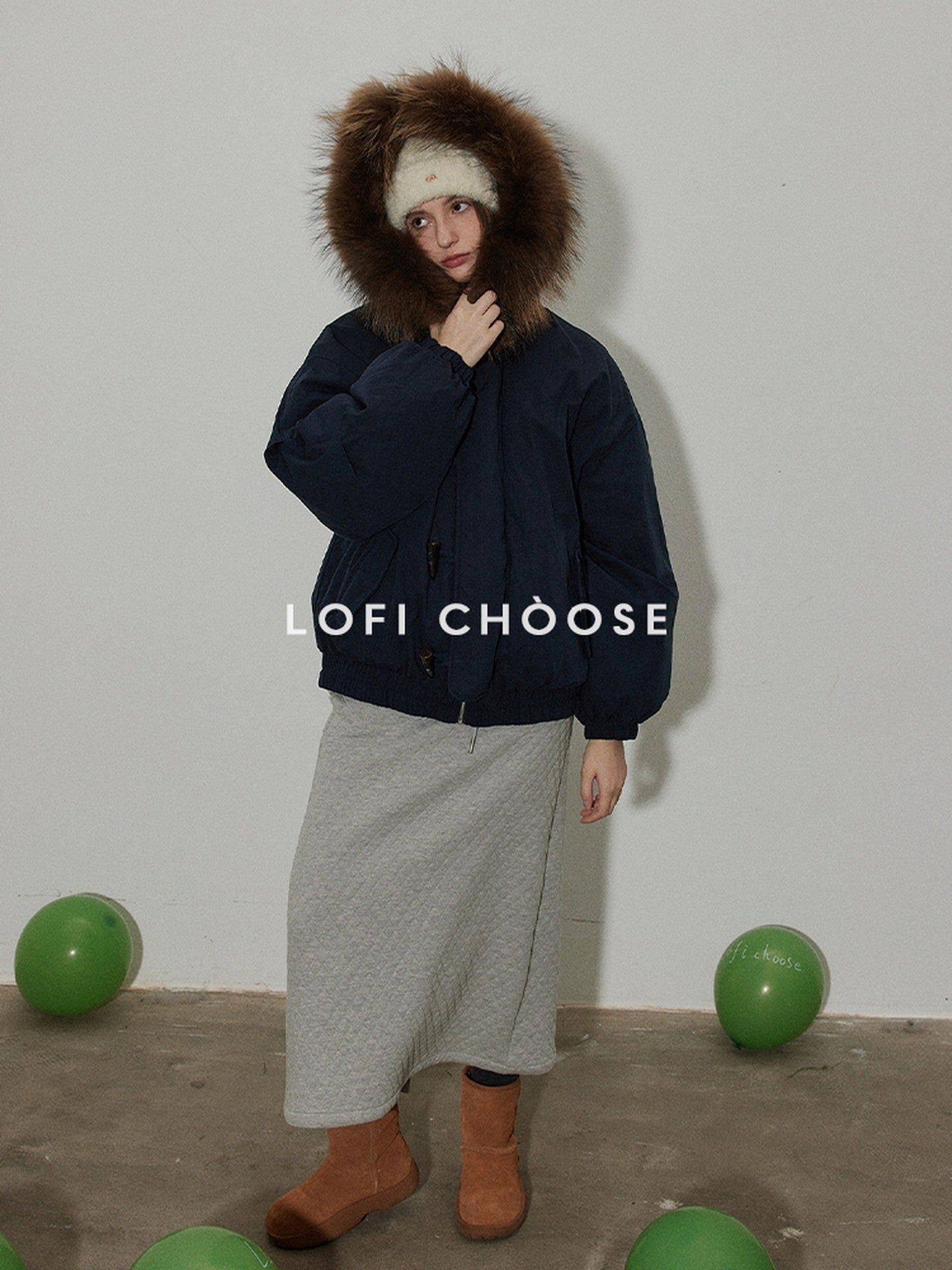 Lofi choose 90% White Duck Down Short Detachable Hood Fur Collar Commuter Women Down Jackets