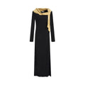 unspoken_Breathable_Lyocell_Knit_Slim_A_Line_Waist_Cinch_V-neck_Black_Ladies_Maxi_Dresses_MISSTT