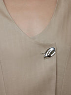 unspoken Breathable Tencel Loose Collarless No Button Minimalist Beige Women Blazers
