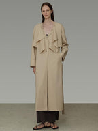 unspoken Classic Khaki Single Breasted Mid Length Loose Fit Women Commuter Trench Coats