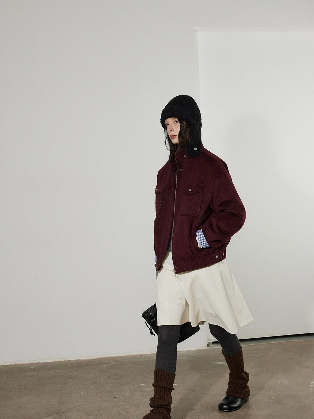 Lofi choose Pure Cotton High Waist Flared Loose Fit Women Office Off White Midi Skirts