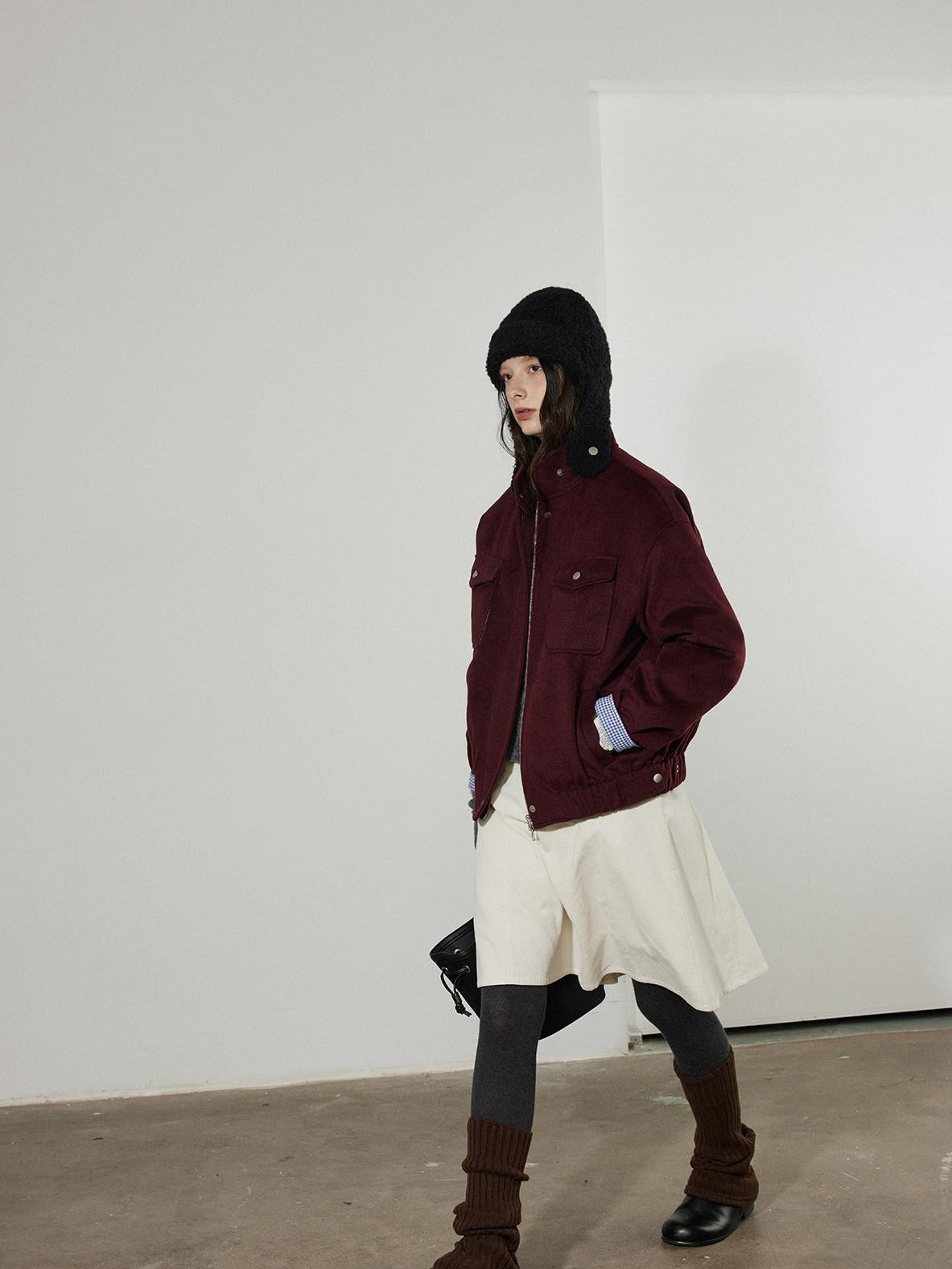 Lofi choose Pure Cotton High Waist Flared Loose Fit Women Office Off White Midi Skirts