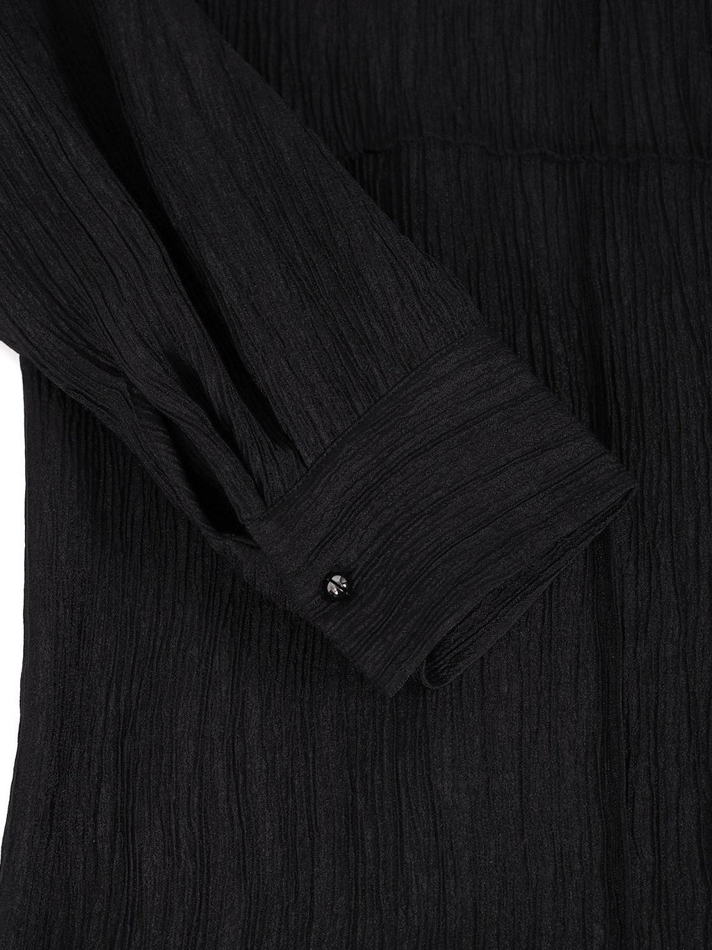 audreyyang Shape Retention Viscose Blend Loose Collared Button Women Black Top & Pants Sets