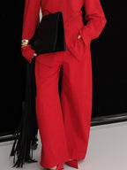 audreyyang High Waist Pure Cotton Pockets Relaxed Fit Women Solid Wide Leg Pants