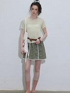 Lofi choose High Waist Floral A Line Relaxed Fit Workwear Women Coffee Green Mini Skirts