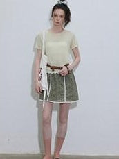 Lofi choose High Waist Floral A Line Relaxed Fit Workwear Women Coffee Green Mini Skirts