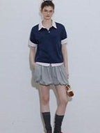 Lofi choose Soft Loose Fit Henley Collar Commuter Workwear Navy Grey Short Sleeve T-Shirts