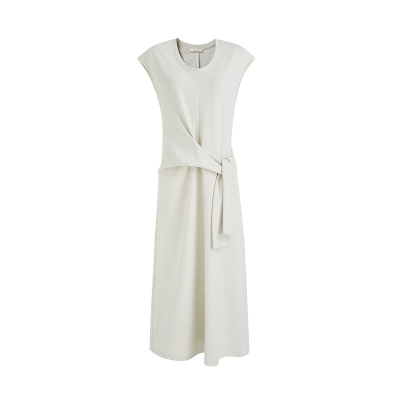 unspoken_Cotton_Blend_Tie_Waist_Minimalist_Commuter_Short_Sleeve_U_Neck_Maxi_Dresses_MISSTT