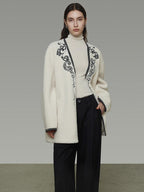 unspoken 3D Tailored Clean Minimalist Loose Fit Women Office White Polyester Short Coat